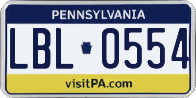 PA license plate LBL0554
