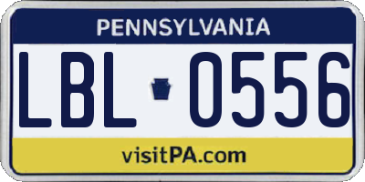 PA license plate LBL0556