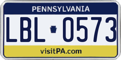 PA license plate LBL0573