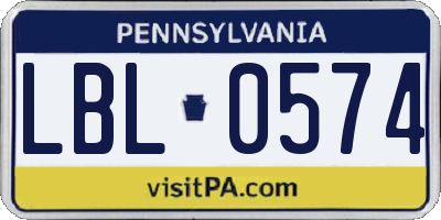 PA license plate LBL0574