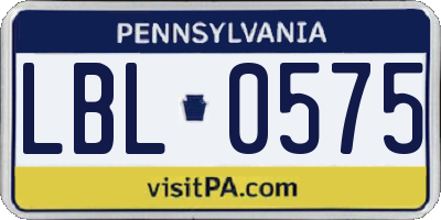 PA license plate LBL0575