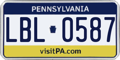 PA license plate LBL0587