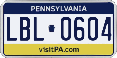 PA license plate LBL0604