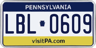 PA license plate LBL0609