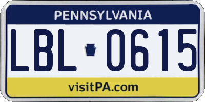 PA license plate LBL0615