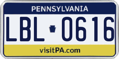 PA license plate LBL0616