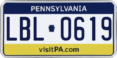 PA license plate LBL0619