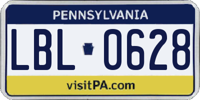 PA license plate LBL0628