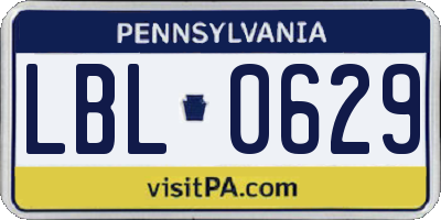 PA license plate LBL0629