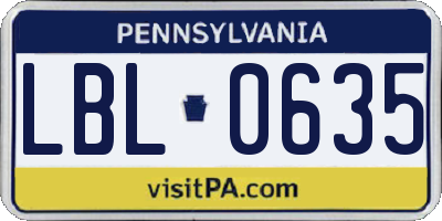 PA license plate LBL0635
