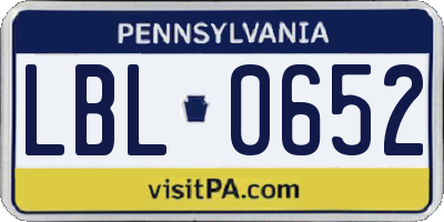 PA license plate LBL0652