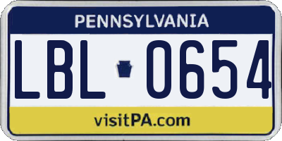 PA license plate LBL0654