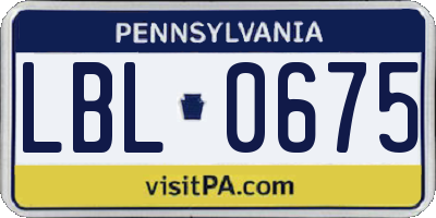 PA license plate LBL0675