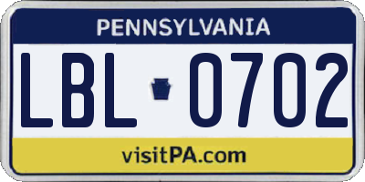 PA license plate LBL0702
