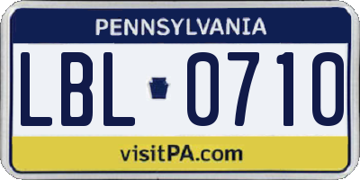 PA license plate LBL0710