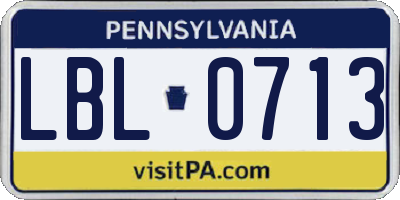 PA license plate LBL0713