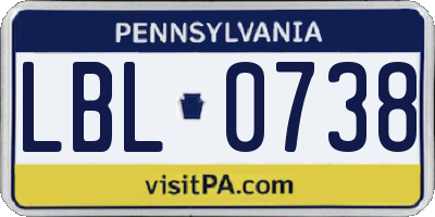 PA license plate LBL0738