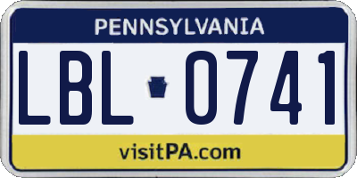 PA license plate LBL0741