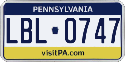PA license plate LBL0747