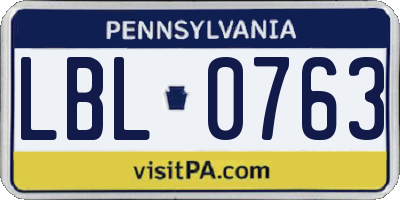 PA license plate LBL0763
