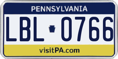 PA license plate LBL0766