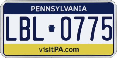 PA license plate LBL0775