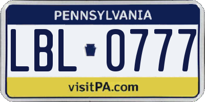 PA license plate LBL0777