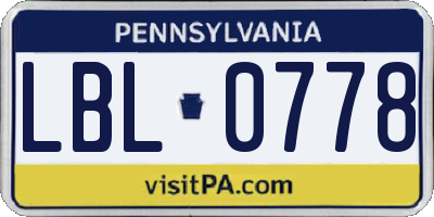 PA license plate LBL0778