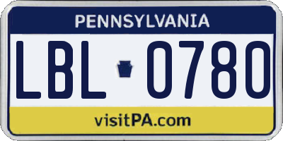 PA license plate LBL0780