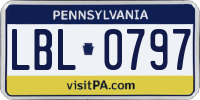 PA license plate LBL0797