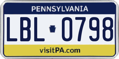 PA license plate LBL0798
