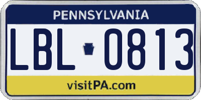 PA license plate LBL0813