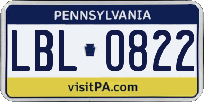 PA license plate LBL0822