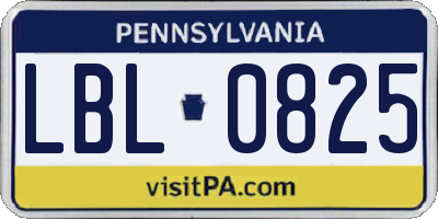 PA license plate LBL0825