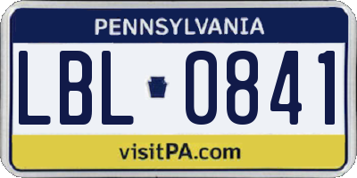 PA license plate LBL0841