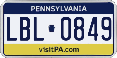 PA license plate LBL0849