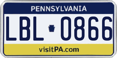 PA license plate LBL0866