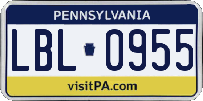 PA license plate LBL0955