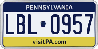 PA license plate LBL0957