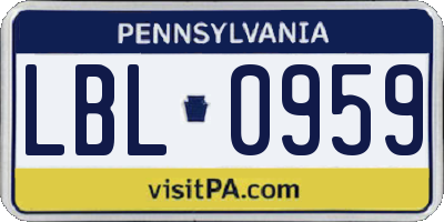PA license plate LBL0959