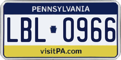 PA license plate LBL0966
