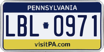 PA license plate LBL0971