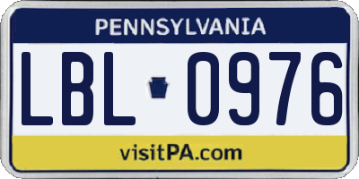 PA license plate LBL0976