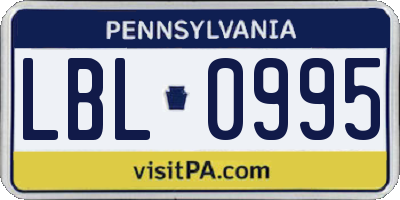 PA license plate LBL0995
