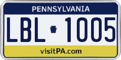 PA license plate LBL1005