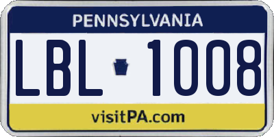 PA license plate LBL1008