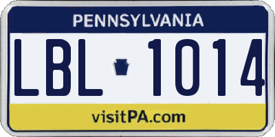 PA license plate LBL1014