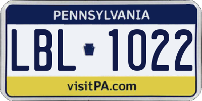 PA license plate LBL1022