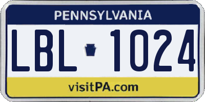 PA license plate LBL1024