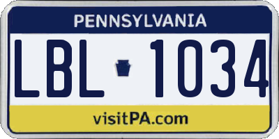 PA license plate LBL1034